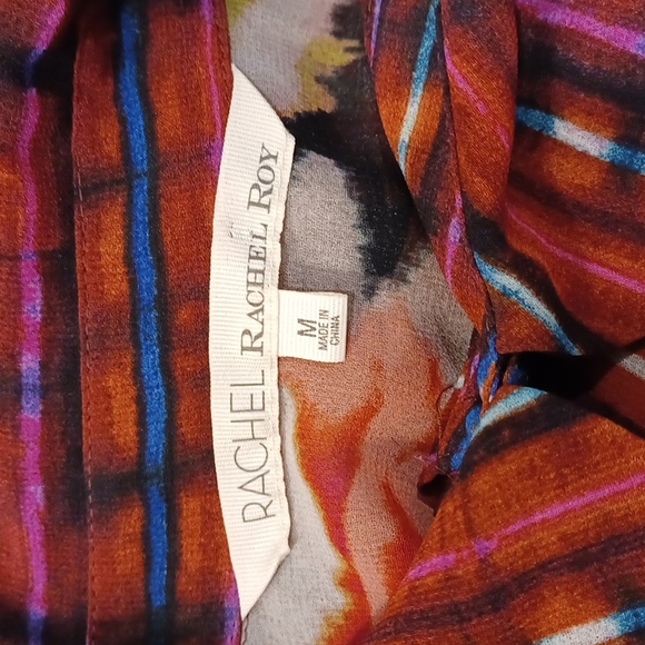 Rachel Rachel Roy Sheer Striped & Floral Long Line Boho Blouse- Sz. Med - Picture 8 of 11